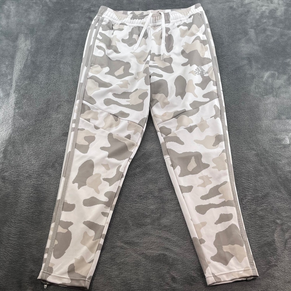 Adidas Tiro Camo Track Pants Mens Medium White Grey Camouflage Joggers Zips